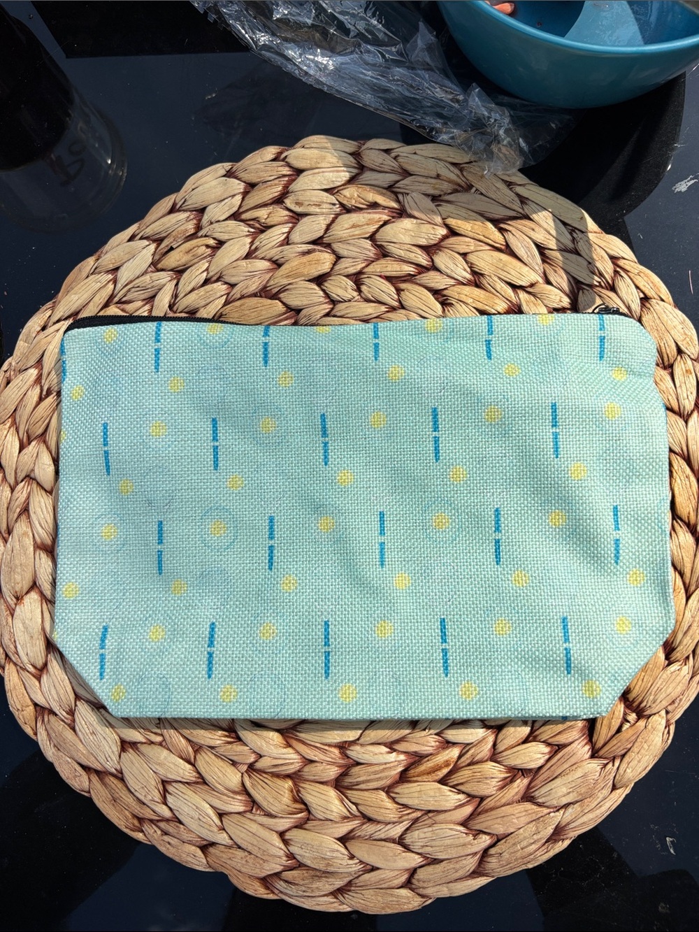Mint green Tennis Racket Print Cosmetic Bag